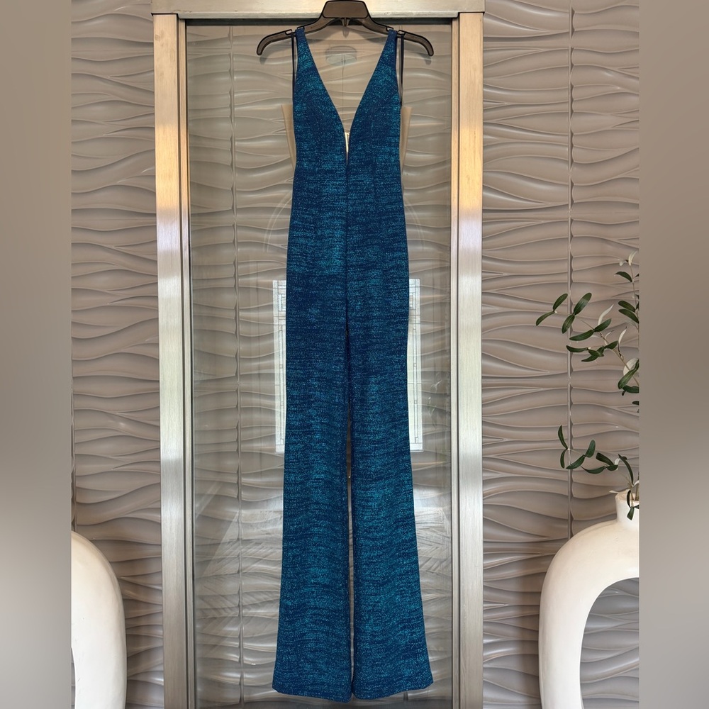 Jovani blue glitter jumpsuit - size 0